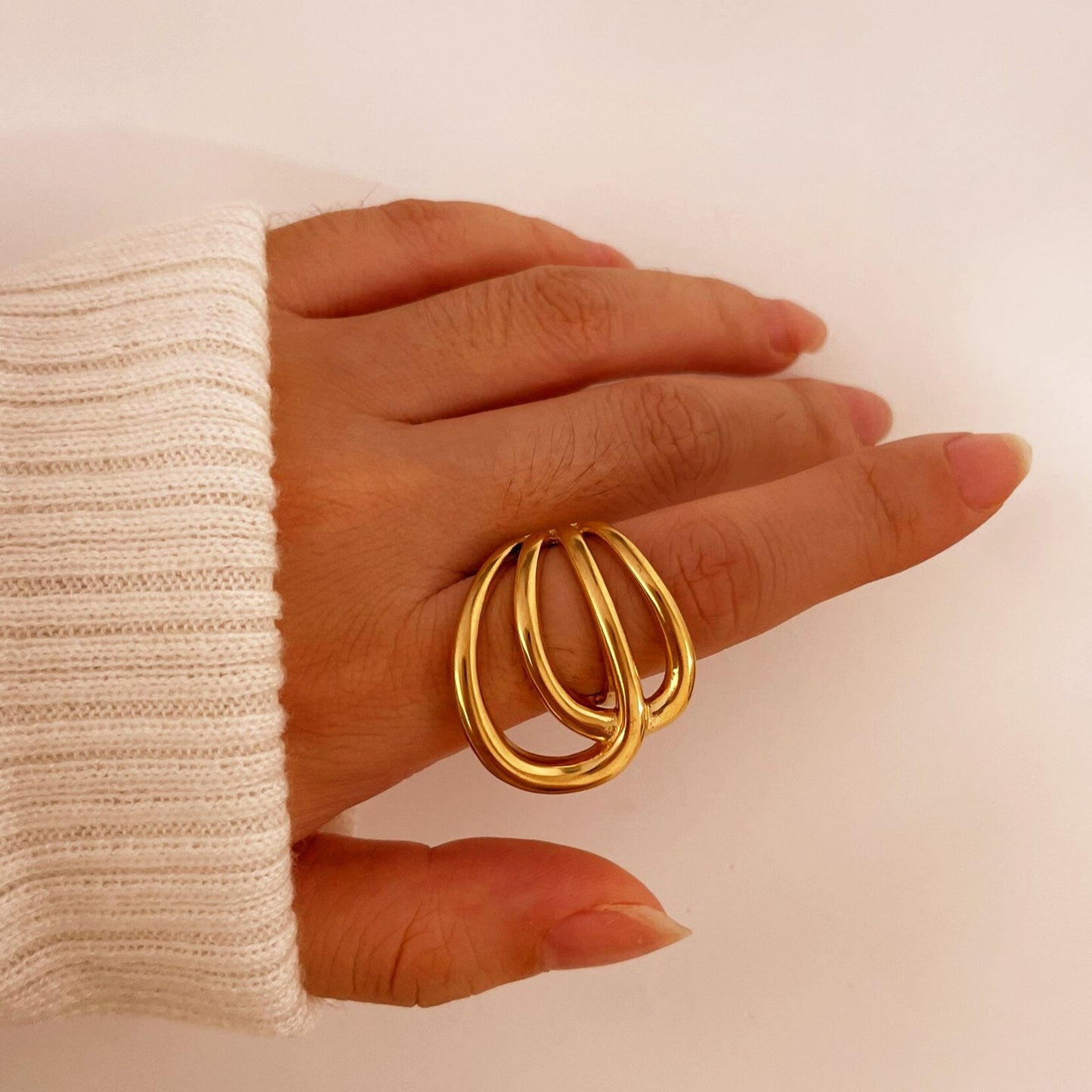 Gold Plated Surgical Steel Ring Architectural Ring- PREMIUM