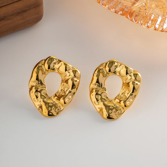Gold Plated Lava Stone Earrings- WATERPROOF