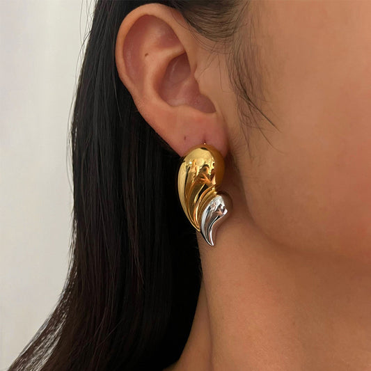 Gold plated Surgical Steel Gold and Silver Earrings - PREMIUM