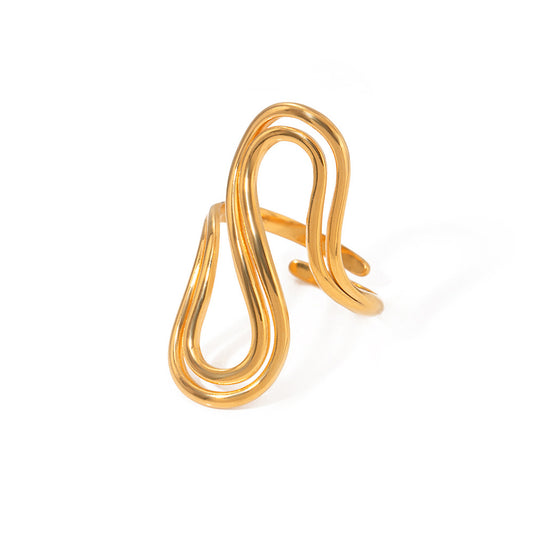Gold Plated Ring S Shape- WATERPROOF