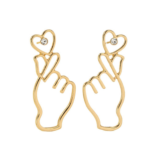 Korean Finger Heart Earrings