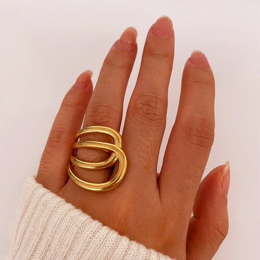 Gold Plated Surgical Steel Ring Architectural Ring- PREMIUM